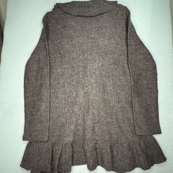 Cynthia Rowley Sweater Womens Size L Cardigan Brown Floral Overlay 100% Wool - Picture 7 of 8